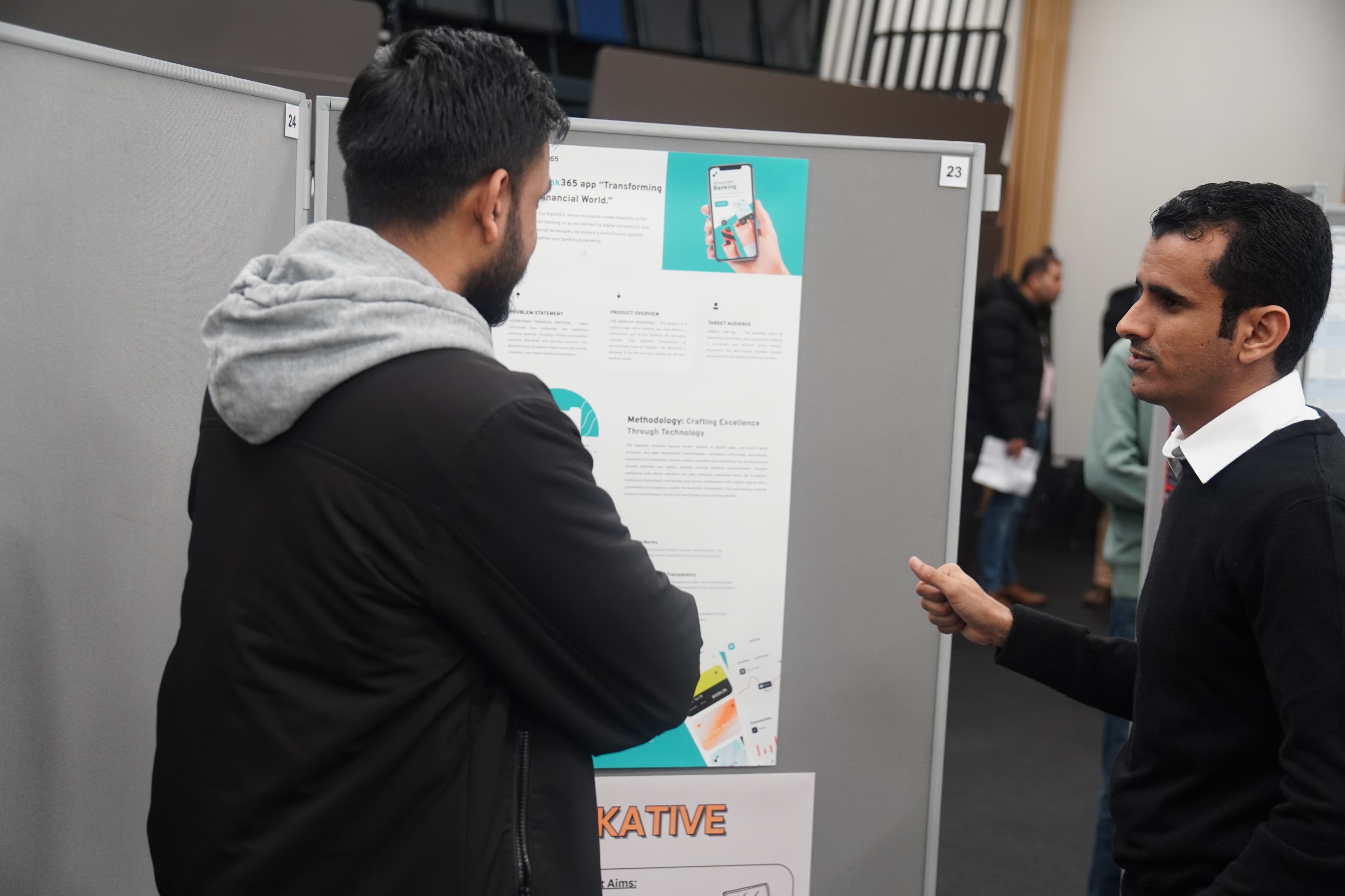 Student presenting project at the showcase